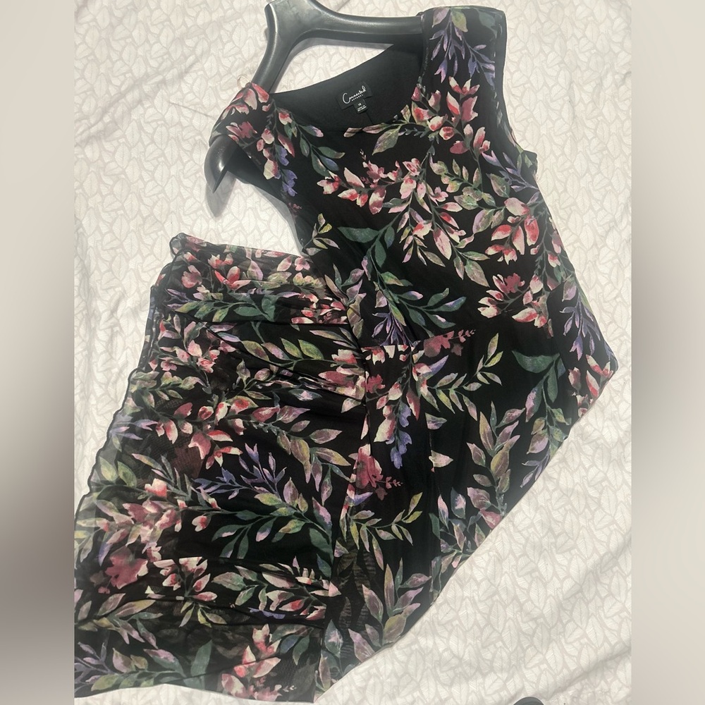 Connected Apparel Black Floral Dress